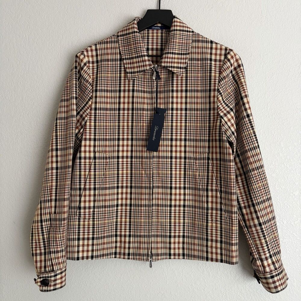 Drumohr Women’s Linen Plaid Jacket Size 44 Beige